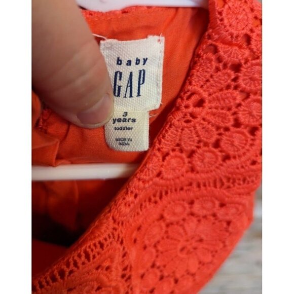 Gap Baby Orange Butterfly Print Sleeveless Summer Cotton Dress Toddler Size 3 - Picture 4 of 6